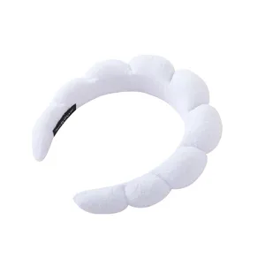 Weißes flauschiges Schwamm Spa Stirnband Wolke Haarband für Gesichtswaschen Make-up Pflege