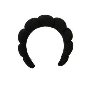 Schwarzer dicker Schwamm Haarreif zum Gesicht waschen, Puffy Bubble Spa Make-up Haarschmuck.