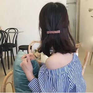 Korean style rhinestone crystal woven hair clip detail showcasing sparkling elegant design.