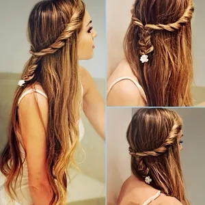 Vue détaillée de l'outil de tressage de cheveux pour effet coiffure, tresse facile.