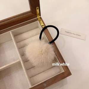Plush Pom Pom Hair Tie Cute Faux Fur Hair Band Elastic Rubber Band Ponytail Holder for Women