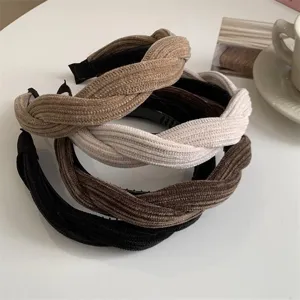 Cerchietto Treccia Torsione Incrociata in Ciniglia Con Denti Antiscivolo Cerchietto Largo Parte Superiore del Cranio Versatile Donna Accessori Capelli