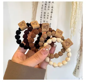 Cute rabbit hair ties for women, high elastic braided hair ropes, durable daily hair accessories.