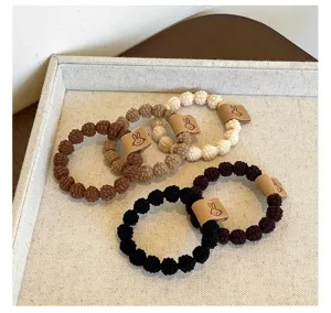 Cute bead hair ties set high elasticity rubber hair bands for women and girls daily use