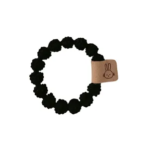 Black hair tie for women elastic hair band cute rabbit tag simple hair accessories rubber band