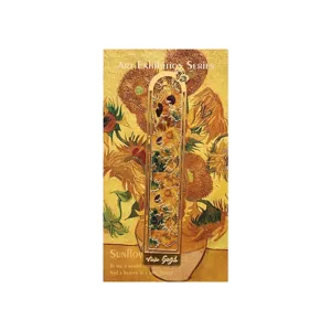 Antikes hohles Metalllesezeichen mit Van Gogh Sonnenblumen Kunst Design fuer Bucher.