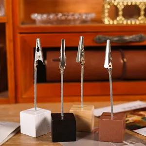 Clip memo cubo di legno supporto per carte da tavola espositore per etichette prezzo