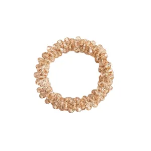Sparkling crystal beaded hair scrunchie and versatile bracelet for women daily styling.