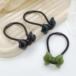Cute glossy bow hair ties, sweet resin hair rope elastic bands for ponytail, main view