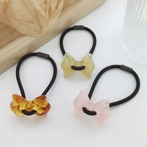 Candy color bow hair tie cute resin ponytail holder sweet girl daily hair accessories