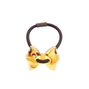 Amber bow hair tie cute translucent resin ponytail holder sweet girl hair accessories
