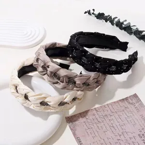 Strass gevlochten haarband voor vrouwen, elegante hoge haarhoepel, sprankelende haaraccessoires