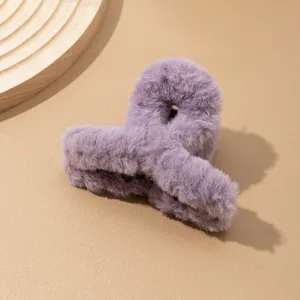 Pinza de pelo de peluche para mujer, gran accesorio para el pelo de invierno, pinza tiburón.
