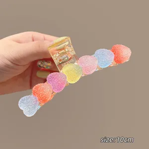 Molla per capelli a cuore glitterato colorato, dettaglio artiglio in resina 10cm.