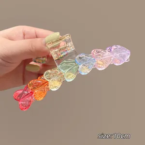 Grande molletta per capelli a cuore trasparente in resina colorata da donna accessorio per capelli