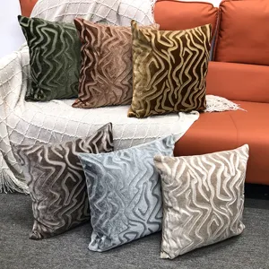 Modern Minimalistisch Cut Velvet Kussensloop Abstrakt Golvenpatroon Decoratieve Kussensloop Voor Woonkamer Bank Bed