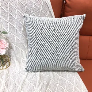 Housse de coussin à rayures rétro nordique pour décoration de canapé, coussin doux.