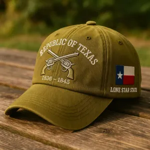Classico cappellino da baseball ricamato con tema della Repubblica del Texas.