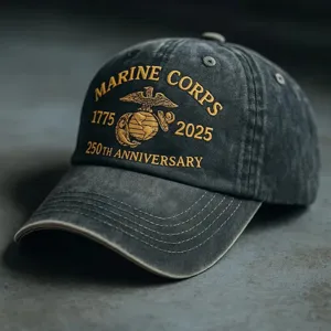 Berretto da baseball in cotone lavato vintage con logo ricamato del Corpo dei Marines.