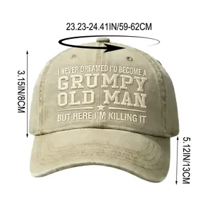 Cappellino da baseball in cotone lavato vintage con ricamo divertente per protezione solare