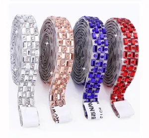 Crystal rhinestone ribbon self adhesive DIY diamond strip for clothing hat decoration 1cm