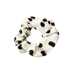 French style polka dot hair scrunchie elegant black and white hair tie accessories