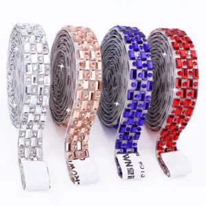 Self-adhesive crystal rhinestone ribbon strip for DIY craft garment decoration sparkle diamond roll.