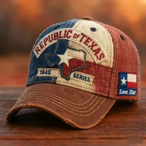 Berretto da baseball ricamato con mappa del Texas vintage, cappello trucker regolabile.