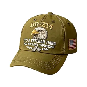 Cappellino da baseball ricamato veterano militare con design aquila stile verde oliva