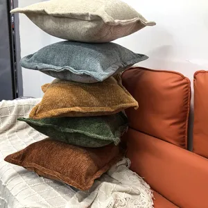 Dekorative Kissenhülle aus Chenille unifarben Kissenbezug für Sofa und Wohnzimmer