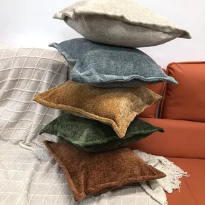 Chenille Kissenbezug unifarben Kissenhülle weich Sofakissen Dekokissen für Wohnzimmer