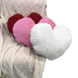 Heart shaped fluffy throw pillow plush soft cushion for sofa home bedroom decoration gift idea.