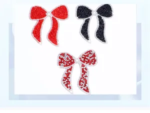 Resin rhinestone bow patch accessories for DIY clothing hats and bags decoration sparkles.