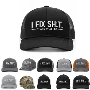 High quality colorblock mesh baseball cap with funny embroidery for outdoor sports.