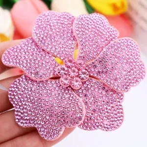 Pink rhinestone flower shoe charm garment accessory diy craft patch sparkling rhinestone decor