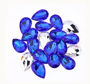 Colorful acrylic teardrop rhinestones, pointed back fancy crystals for DIY crafts and clothing.