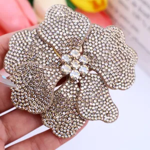 Crystal rhinestone flower patch 3D floral applique for shoes clothing craft DIY decoration item