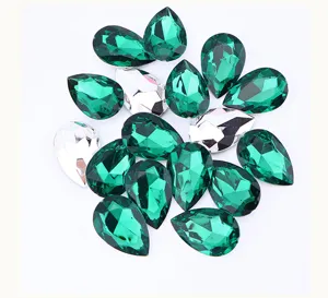 Green clear pear-shaped acrylic rhinestone flatback gems for DIY craft apparel decoration supplies