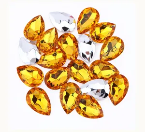 Colored acrylic teardrop rhinestones for DIY crafts apparel decoration sparkle gems.