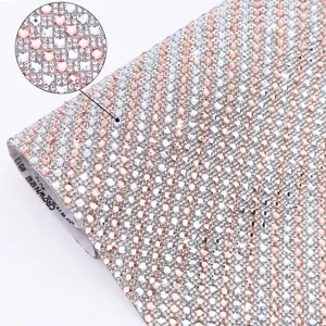 Self-adhesive crystal rhinestone sheet, sparkling pink and silver diamond sticker for DIY decor.