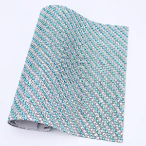 Self-adhesive rhinestone crystal sticker roll, blue and silver mosaic diamond sheet for DIY.