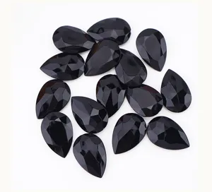 Black teardrop acrylic rhinestones, pointed back craft diamonds for DIY clothing accessories.