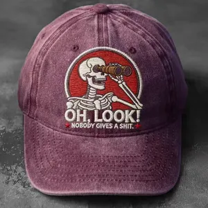 Berretto da baseball vintage lavato con ricamo teschio, cappello parasole in cotone casual.