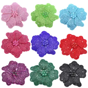Rhinestone Flower Shoe Clip Clothing Accessory DIY Crystal Floral Patch Non-Woven Fabric Applique Fashion Craft