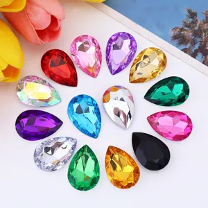 Acrylic Teardrop Rhinestones Flatback Pointed Crystal Gemstones For DIY Garment Craft Sewing Accessories