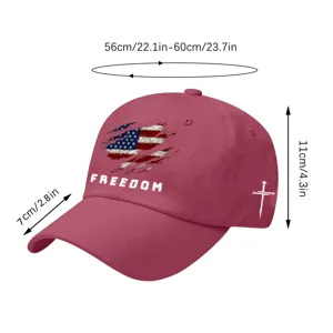 Cappellino da baseball rosso con stampa bandiera USA freedom e taglia regolabile casual.
