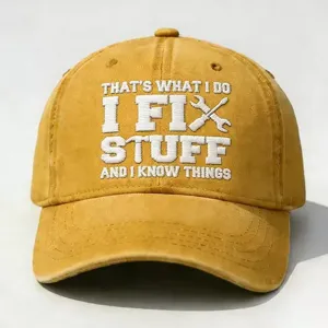 Cappellino da baseball giallo ricamato con frase, cappello da sole casual per uomo e donna.