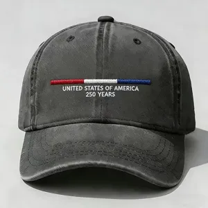 Vintage slavato berretto da baseball con ricamo anniversario 250 anni USA per tutti.