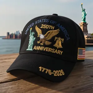 US 250th Anniversary Baseball Cap Embroidered Eagle Curved Brim Hat Outdoor Sun Protection