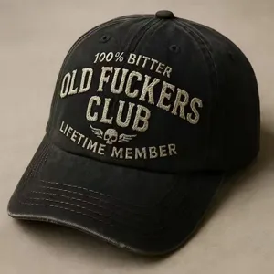 Cappellino da baseball ricamato nero lavato vintage con lettere e teschio per adulti.